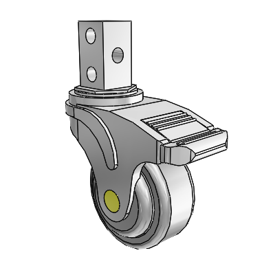 Next Generation Square Stem Swivel Caster with 3 x 1.25 QuikStart Wheel and Total Lock Brake