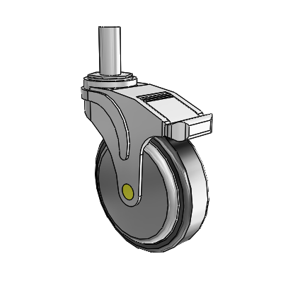 Next Generation Round Stem Swivel Caster with 5 x 1.25 Santoprene Wheel and Directional Lock Brake