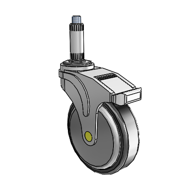 Next Generation Expanding Adapter Swivel Caster with 5 x 1.25 Santoprene Wheel Directional Lock