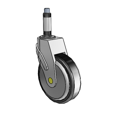 Next Generation Expanding Adapter Swivel Caster with 5 x 1.25 Santoprene Wheel