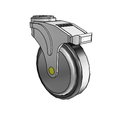 Next Generation Hollow Kingpin Swivel Caster with 5 x 1.25 Santoprene Wheel and Total Lock Brake