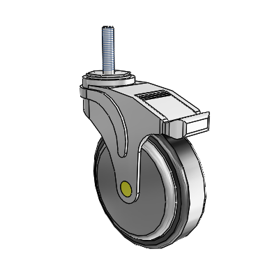 Next Generation Threaded Stem Swivel Caster with 5 x 1.25 Santoprene Wheel and Total Lock Brake