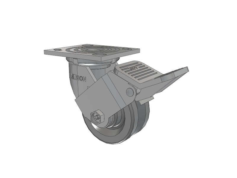 16 Series Top Plate Swivel Caster with 4 x 2 Silver Enamel Paint VG - Cast Iron V-Groove Wheel and Face Brake