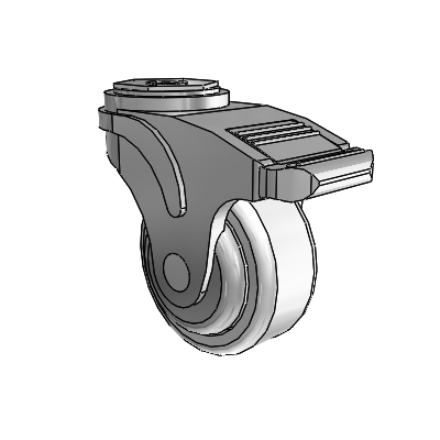 Next Generation Hollow Kingpin Swivel Caster with 3 x 1.25 Antimicrobial Rubber Wheel and Directional Lock Brake