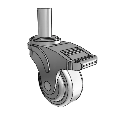 Next Generation Round Stem Swivel Caster with 3 x 1.25 Antimicrobial Rubber Wheel and Directional Lock Brake