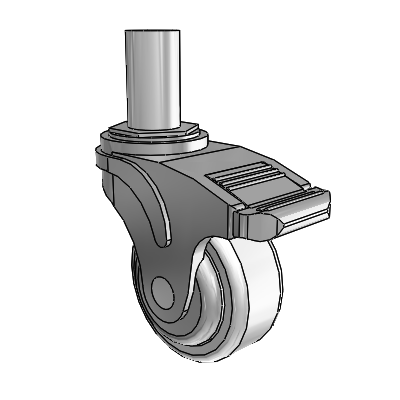 Next Generation Round Stem Swivel Caster with 3 x 1.25 Antimicrobial Rubber Wheel and Directional Lock Brake