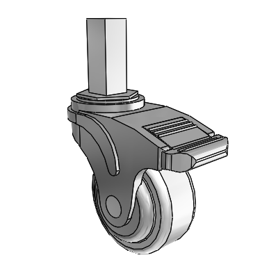 Next Generation Square Stem Swivel Caster with 3 x 1.25 Antimicrobial Rubber Wheel and Directional Lock Brake