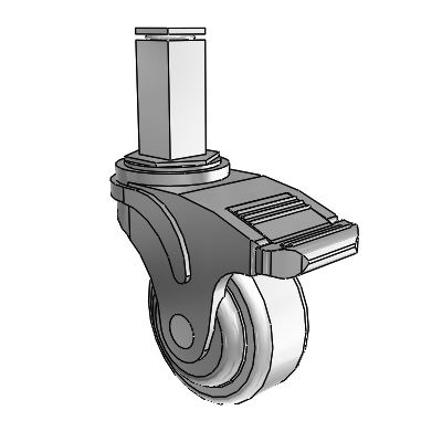 Next Generation Square Stem Swivel Caster with 3 x 1.25 Antimicrobial Rubber Wheel and Directional Lock Brake