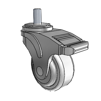Next Generation Threaded Stem Swivel Caster with 3 x 1.25 Antimicrobial Rubber Wheel and Directional Lock Brake
