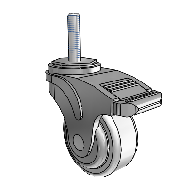 Next Generation Threaded Stem Swivel Caster with 3 x 1.25 Antimicrobial Rubber Wheel and Directional Lock Brake