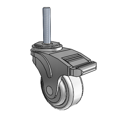 Next Generation Threaded Stem Swivel Caster with 3 x 1.25 Antimicrobial Rubber Wheel and Directional Lock Brake