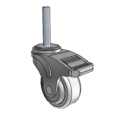 Next Generation Threaded Stem Swivel Caster with 3 x 1.25 Antimicrobial Rubber Wheel and Directional Lock Brake