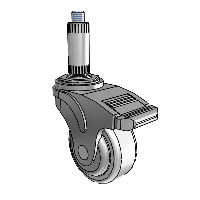 Next Generation Expanding Adapter Stem Swivel Caster with 3 x 1.25 Antimicrobial Rubber Wheel and Directional Lock Brake