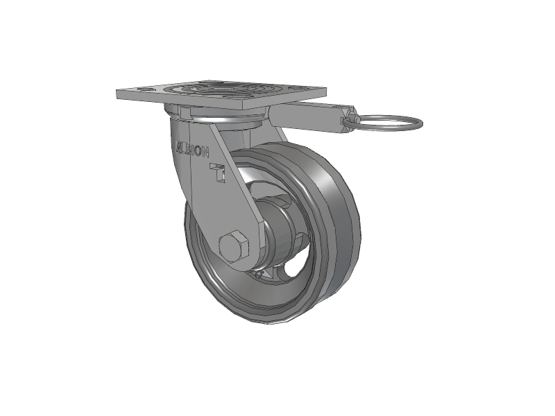 16 Series Top Plate Swivel Caster with 5 x 2 Silver Enamel Paint VG - Cast Iron V-Groove Wheel
