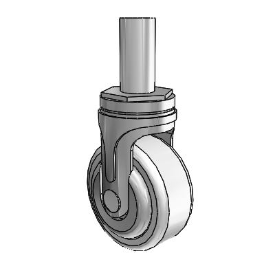 Next Generation Round Stem (Rigid) Caster with 3 x 1.25 Antimicrobial Rubber Wheel