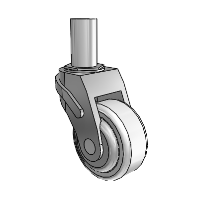 Next Generation Round Stem Swivel Caster with 3 x 1.25 Antimicrobial Rubber Wheel