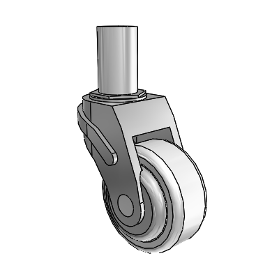 Next Generation Round Stem Swivel Caster with 3 x 1.25 Antimicrobial Rubber Wheel