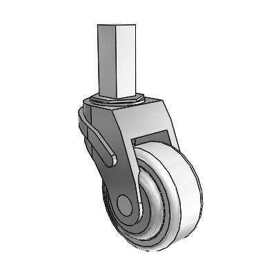 Next Generation Square Stem Swivel Caster with 3 x 1.25 Antimicrobial Rubber Wheel