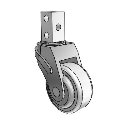Next Generation Square Stem Swivel Caster with 3 x 1.25 Antimicrobial Rubber Wheel