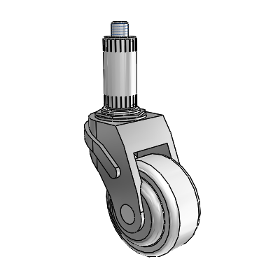 Next Generation Expanding Adapter Stem Swivel Caster with 3 x 1.25 Antimicrobial Rubber Wheel