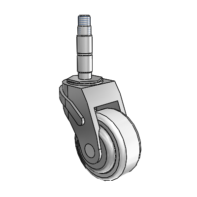 Next Generation Expanding Adapter Stem Swivel Caster with 3 x 1.25 Antimicrobial Rubber Wheel