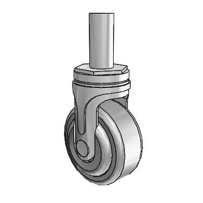 Next Generation Round Stem (Rigid) Caster with 3 x 1.25 QuikStart Wheel