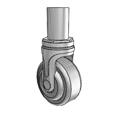 Next Generation Round Stem (Rigid) Caster with 3 x 1.25 QuikStart Wheel