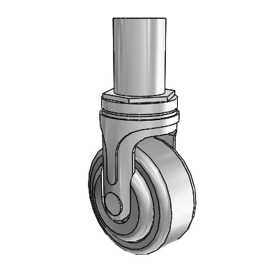 Next Generation Round Stem (Rigid) Caster with 3 x 1.25 QuikStart Wheel