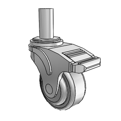 Next Generation Round Stem Swivel Caster with 3 x 1.25 QuikStart Wheel and Total Lock Brake