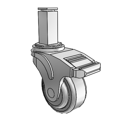 Next Generation Square Stem Swivel Caster with 3 x 1.25 QuikStart Wheel and Total Lock Brake