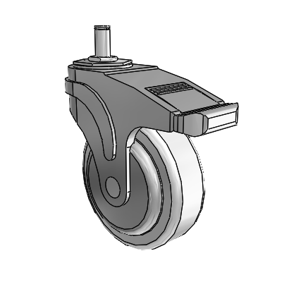 Next Generation Grip Ring Stem Swivel Caster with 4 x 1.25 Antimicrobial Rubber Wheel and Directional Lock Brake