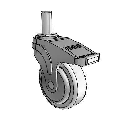 Next Generation Grip Ring Stem Swivel Caster with 4 x 1.25 Antimicrobial Rubber Wheel and Directional Lock Brake