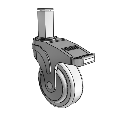 Next Generation Square Stem Swivel Caster with 4 x 1.25 Antimicrobial Rubber Wheel and Directional Lock Brake
