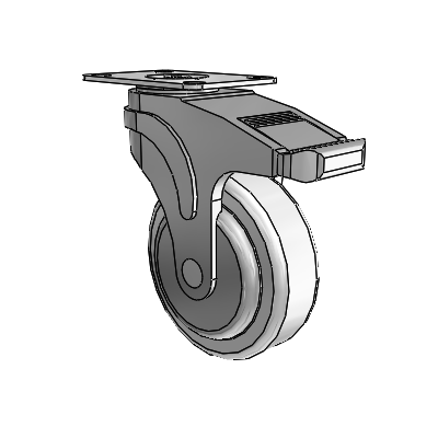 Next Generation Top Plate Swivel Caster with 4 x 1.25 Antimicrobial Rubber Wheel and Directional Lock Brake