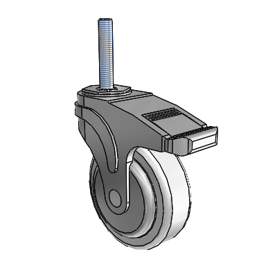 Next Generation Threaded Stem Swivel Caster with 4 x 1.25 Antimicrobial Rubber Wheel and Directional Lock Brake