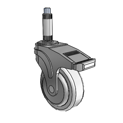 Next Generation Expanding Adapter Stem Swivel Caster with 4 x 1.25 Antimicrobial Rubber Wheel and Directional Lock Brake