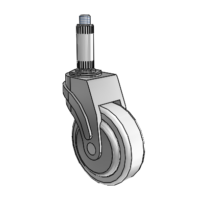 Next Generation Expanding Adapter Stem Swivel Caster with 4 x 1.25 Antimicrobial Rubber Wheel