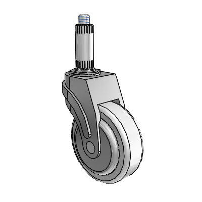 Next Generation Expanding Adapter Stem Swivel Caster with 4 x 1.25 Antimicrobial Rubber Wheel