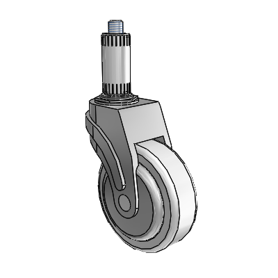 Next Generation Expanding Adapter Stem Swivel Caster with 4 x 1.25 Antimicrobial Rubber Wheel