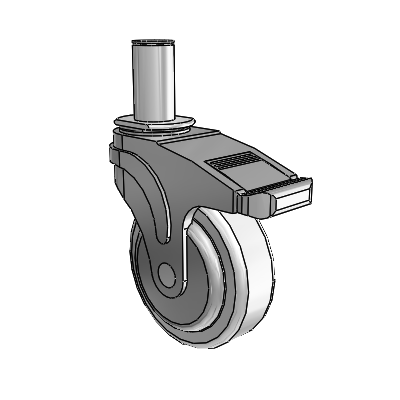 Next Generation Grip Ring Stem Swivel Caster with 4 x 1.25 Antimicrobial Rubber Wheel and Total Lock Brake