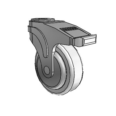 Next Generation Hollow Kingpin Swivel Caster with 4 x 1.25 Antimicrobial Rubber Wheel and Total Lock Brake