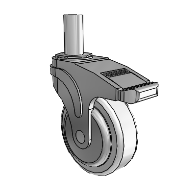 Next Generation Round Stem Swivel Caster with 4 x 1.25 Antimicrobial Rubber Wheel and Total Lock Brake