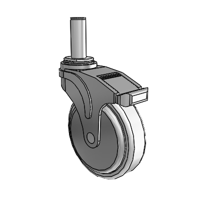 Next Generation Grip Ring Stem Swivel Caster with 5 x 1.25 Antimicrobial Rubber Wheel and Directional Lock Brake