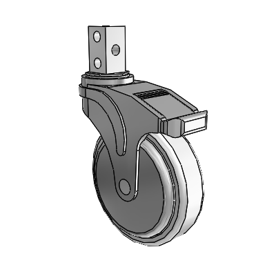 Next Generation Square Stem Swivel Caster with 5 x 1.25 Antimicrobial Rubber Wheel and Directional Lock Brake