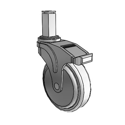 Next Generation Square Stem Swivel Caster with 5 x 1.25 Antimicrobial Rubber Wheel and Directional Lock Brake