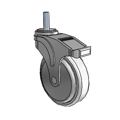Next Generation Threaded Stem Swivel Caster with 5 x 1.25 Antimicrobial Rubber Wheel and Directional Lock Brake