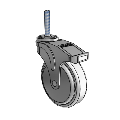 Next Generation Threaded Stem Swivel Caster with 5 x 1.25 Antimicrobial Rubber Wheel and Directional Lock Brake