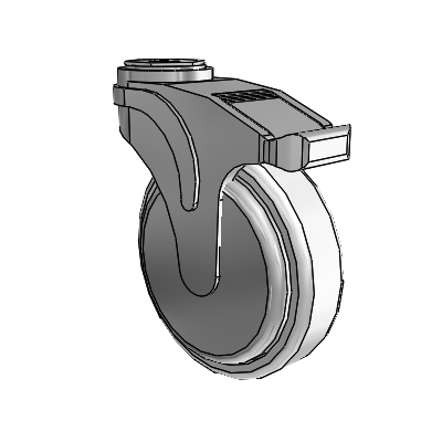 Next Generation Hollow Kingpin (Rigid) Caster with 5 x 1.25 Antimicrobial Rubber Wheel and Rigid Brake