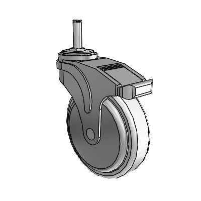 Next Generation Grip Ring Stem Swivel Caster with 5 x 1.25 Antimicrobial Rubber Wheel and Total Lock Brake