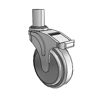 Next Generation Round Stem (Rigid) Caster with 5 x 1.25 QuikStart Wheel and Rigid Brake